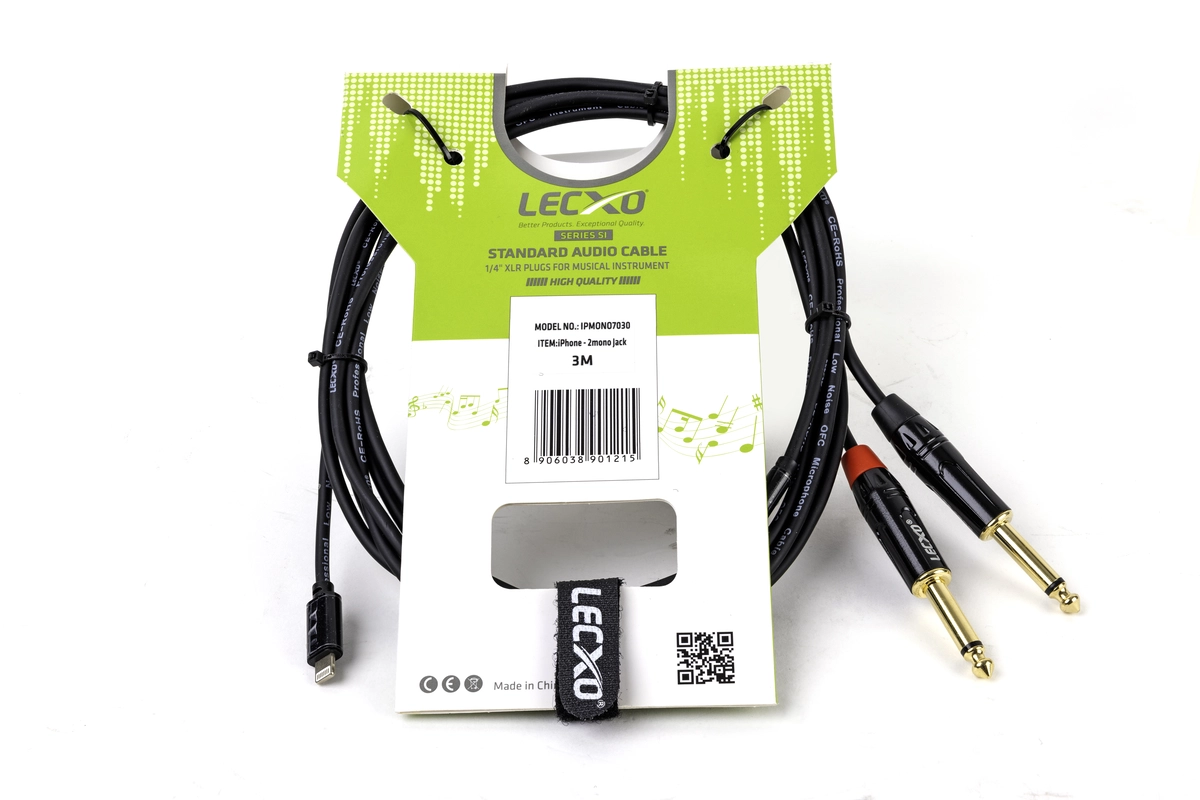  LECXO iPhone to 2 MONO JACK CABLE